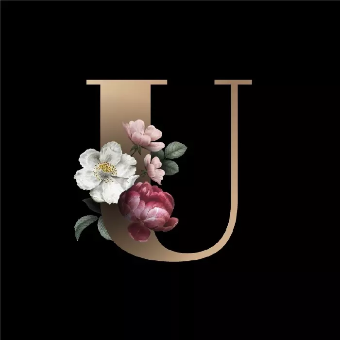 وکتور طرح حرف انگلیسی با تزئینی گل U