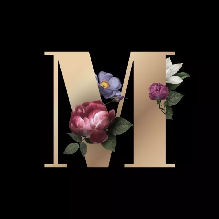 وکتور طرح حرف انگلیسی با تزئینی گل M