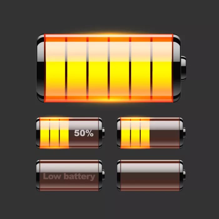 وکتور باتری در حال شارژ زرد رنگ