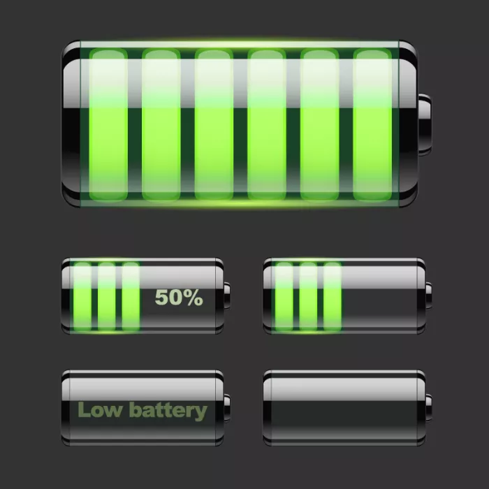 وکتور باتری در حال شارژ سبز رنگ