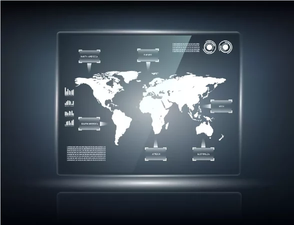 وکتور صفحه دیجیتال به همراه نقشه جهان