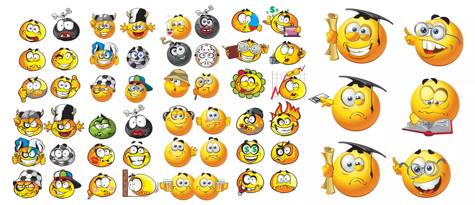 Vector set of cartoon emoticons number one