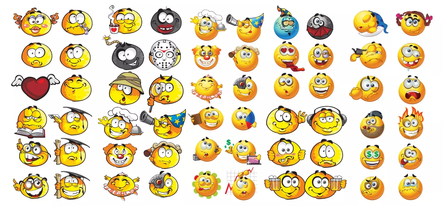 Vector set of cartoon emoticons number two