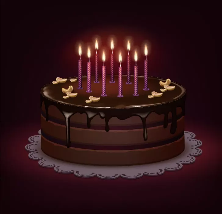 وکتور کیک جشن تولد و شمع