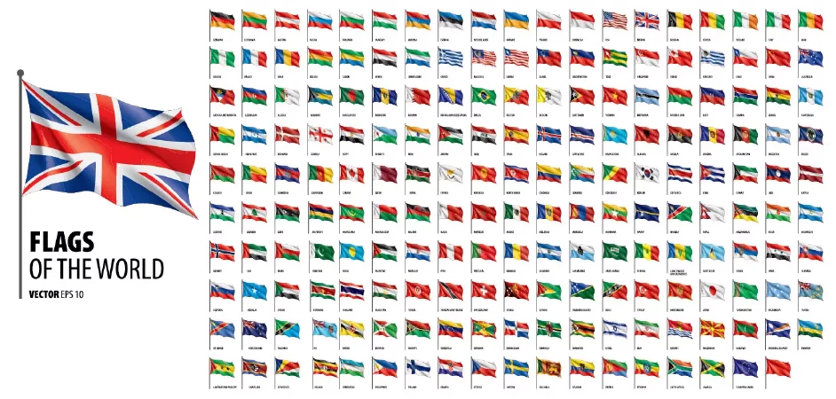 وکتور مجموعه پرچم کشور های جهان