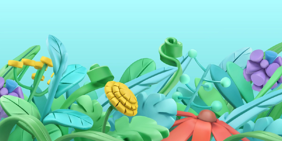 وکتور گل و گیاه های سه بعدی کارتونی