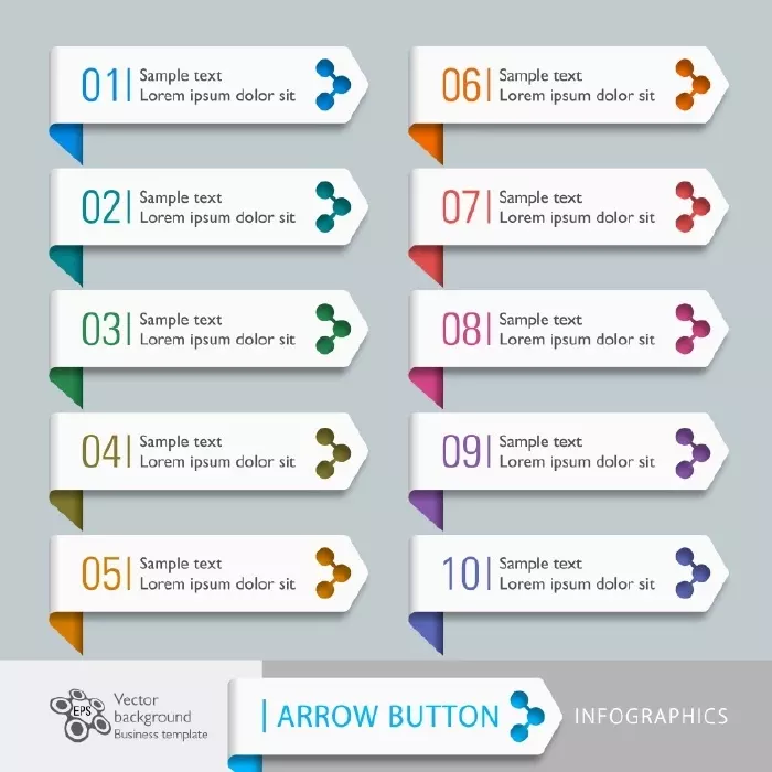 وکتور اینفوگرافیک سفید رنگ با ده مرحله