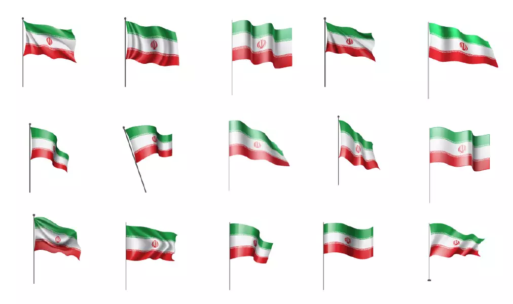 وکتور مجموعه پرچم های کشور ایران