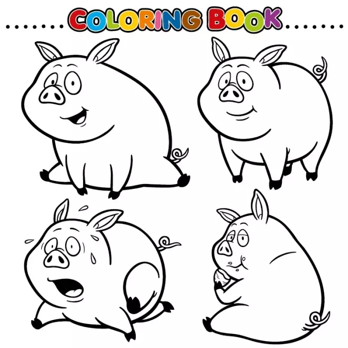 وکتور رنگ آمیزی خوک مخصوص کودکان