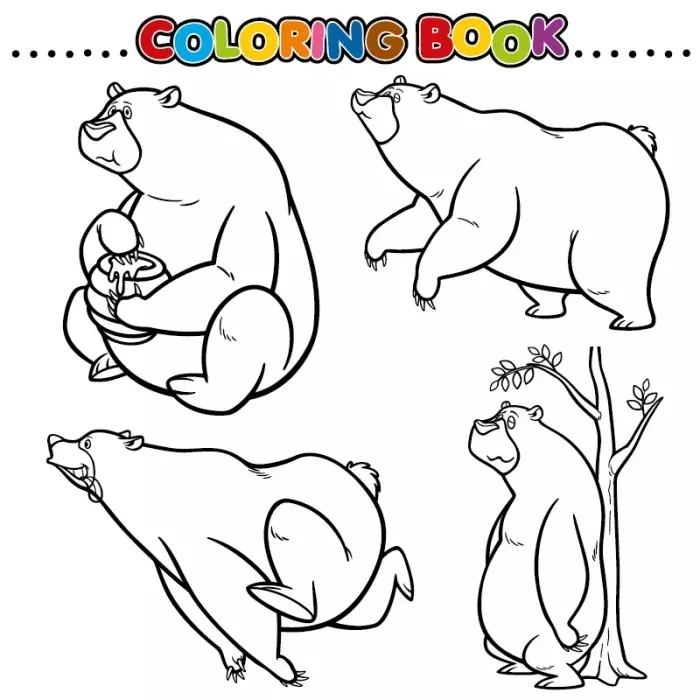 وکتور رنگ آمیزی خرس مخصوص کودکان