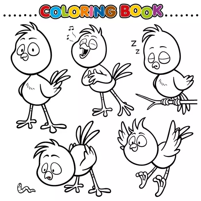 وکتور رنگ آمیزی پرنده مخصوص کودکان