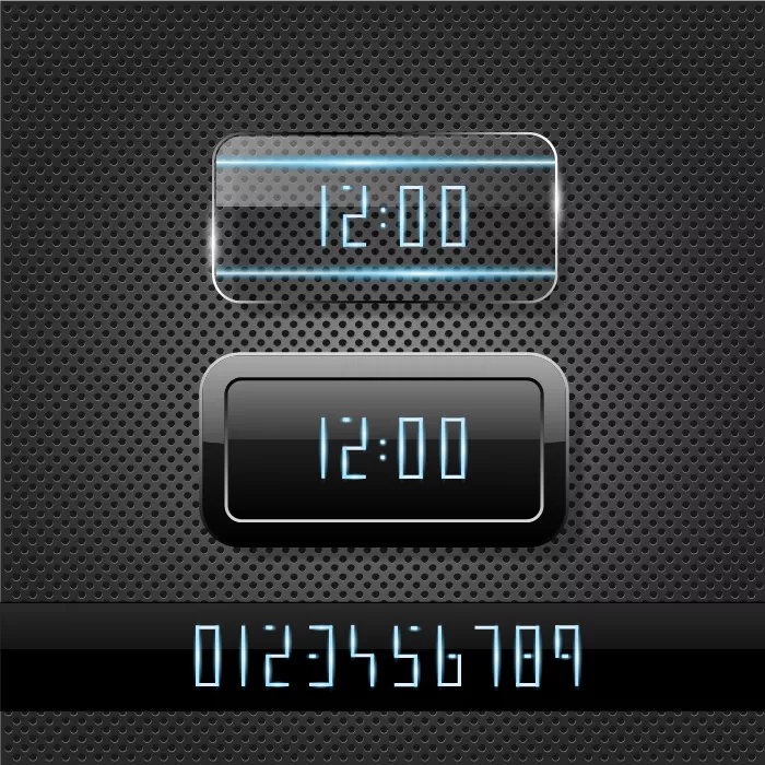وکتور المان شیشه ای ساعت دیجیتالی