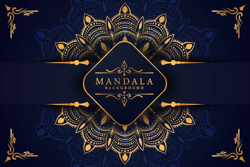 وکتور پس زمینه طرح ماندالا طلایی لوکس شماره سه