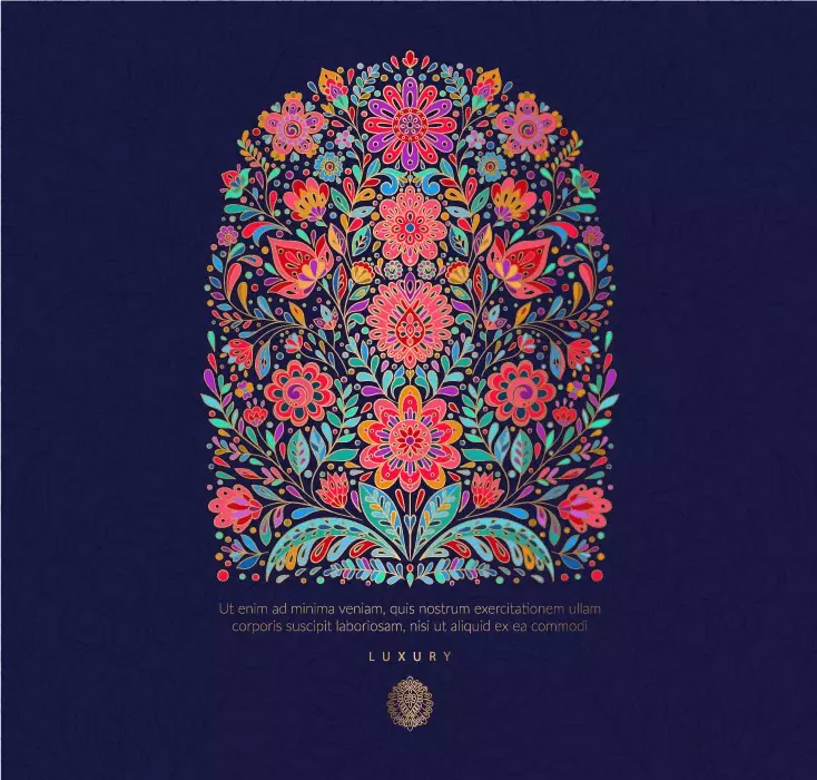 وکتور طراحی سبک سنتی گل و گیاه