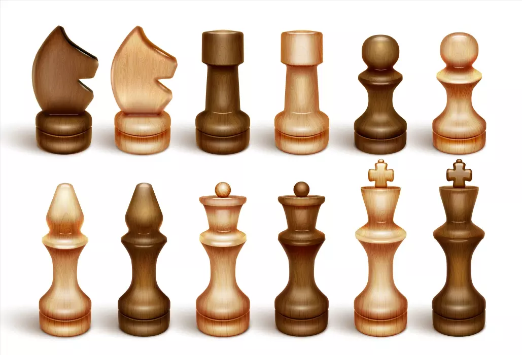 وکتور مهره های شطرنج طرح چوبی