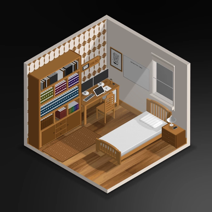Bedroom interior decoration vector