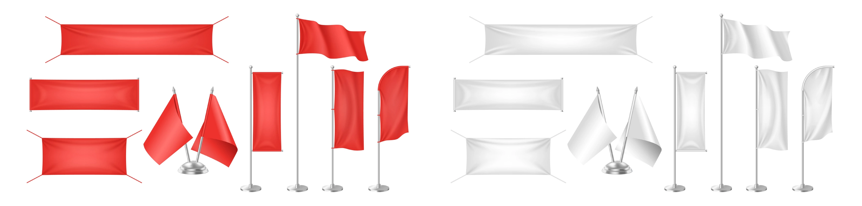 دانلود وکتور مجموعه پرچم های سفید و قرمز