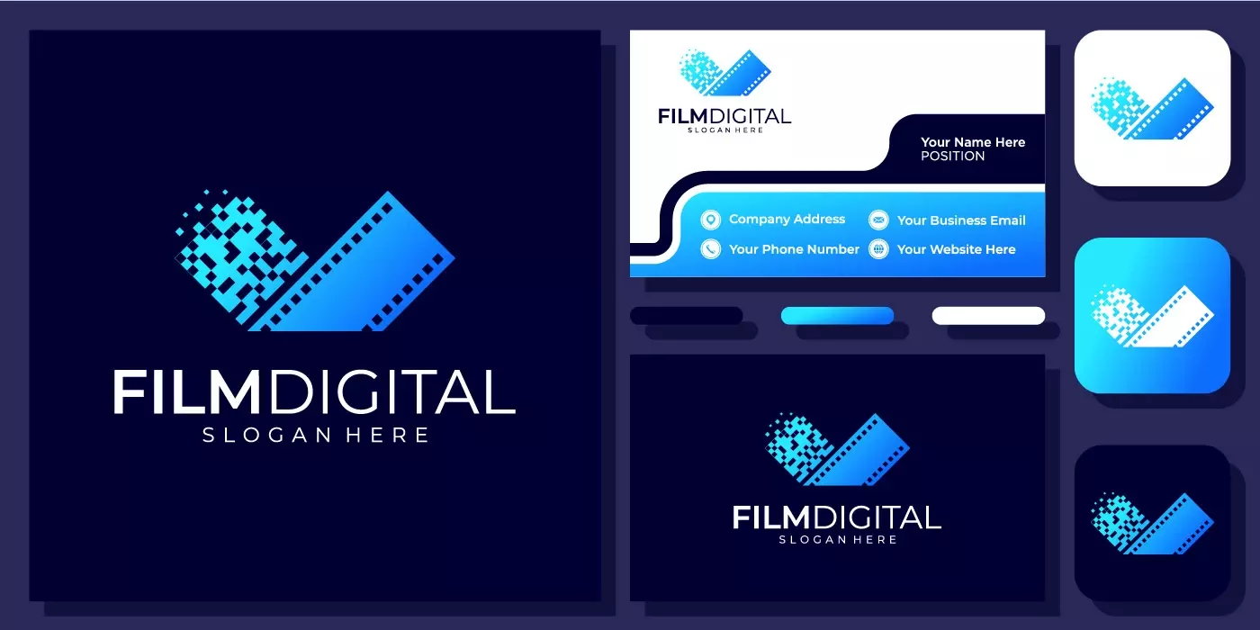 Vector design of film and cinema logo and business card