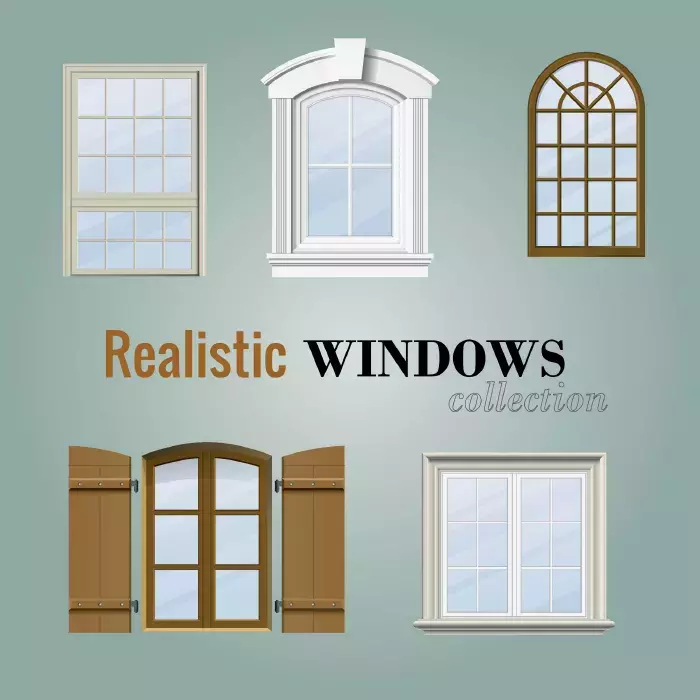 Vector glass and wooden windows