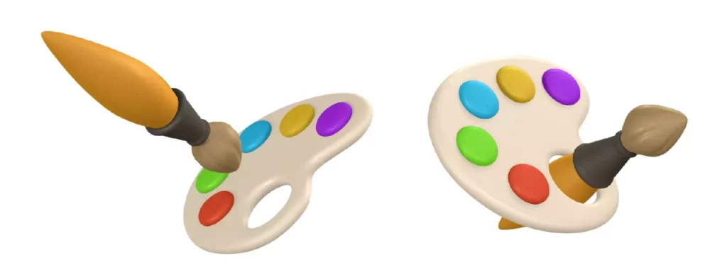 وکتور سه بعدی پالت رنگ و نقاشی