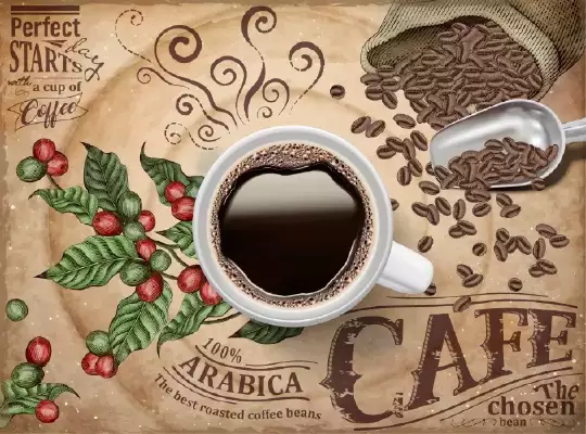 وکتور واقع بینانه تبلیغ قهوه