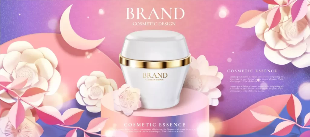 دانلود وکتور تبلیغ واقع بینانه آرایشی زیبایی