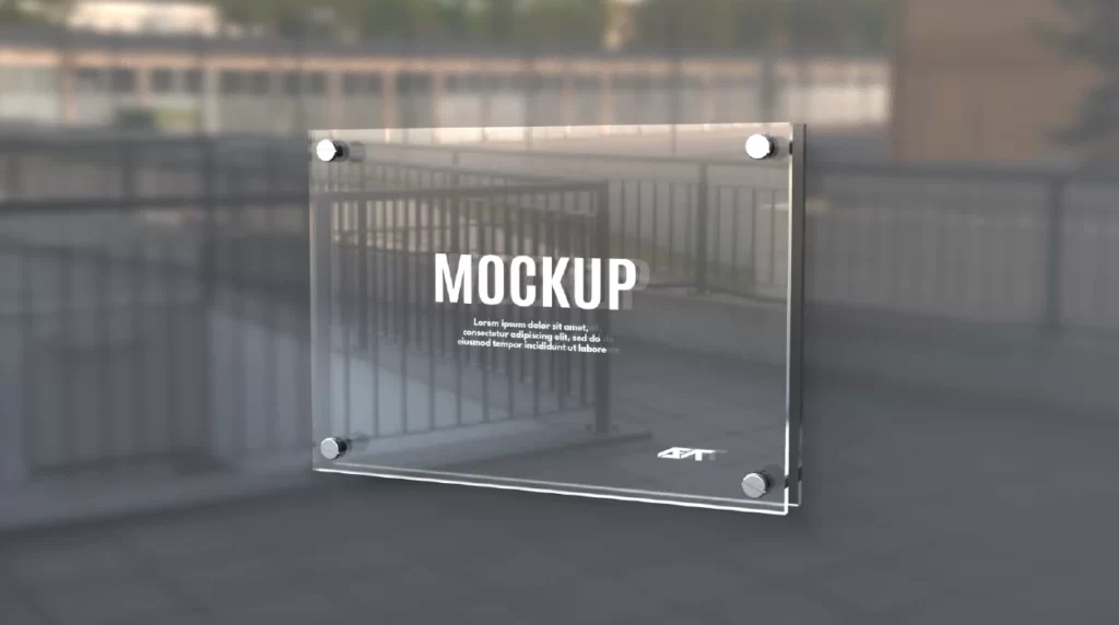 موکاپ قاب شیشه ای واقع بینانه