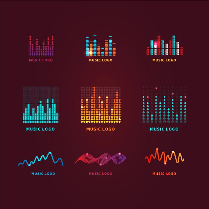 وکتور مجموعه لوگو موسیقی و اکولایزر