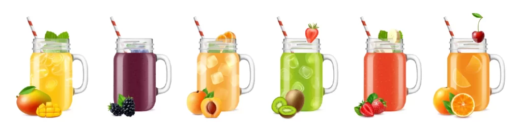 دانلود وکتور مجموعه نوشیدنی های میوه ای طبیعی