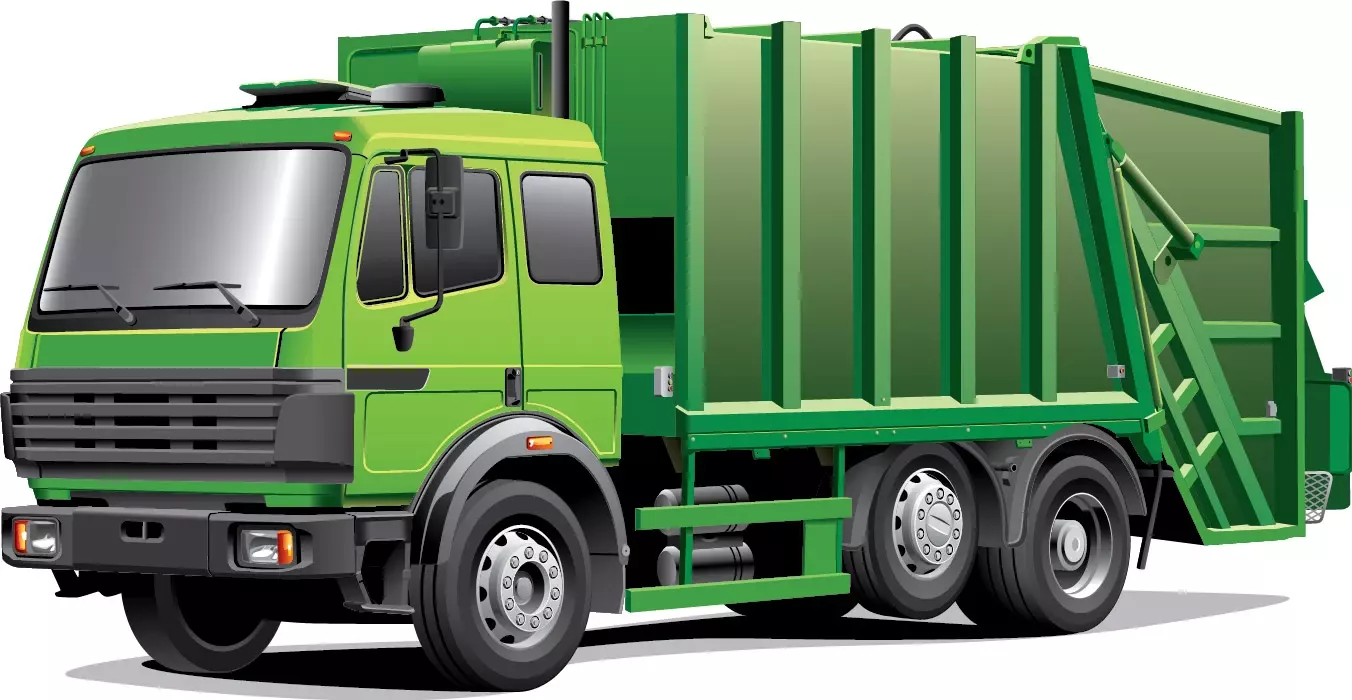 وکتور ماشین بازیافت و کامیون سبز رنگ