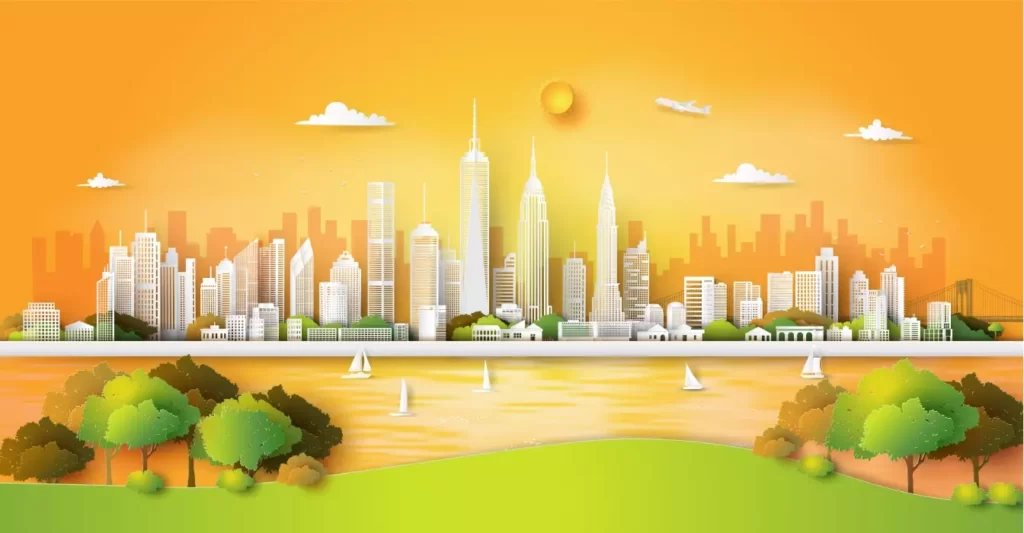 دانلود وکتور طراحی سه بعدی ساختمان و نمای شهر