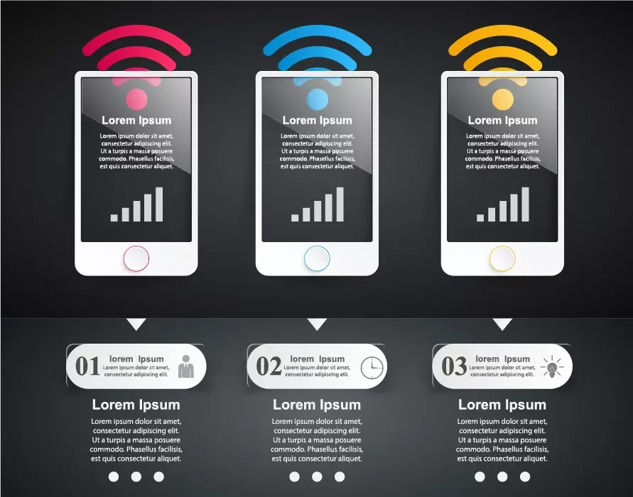 وکتور اینفوگرافیک طرح موبایل و وای فای