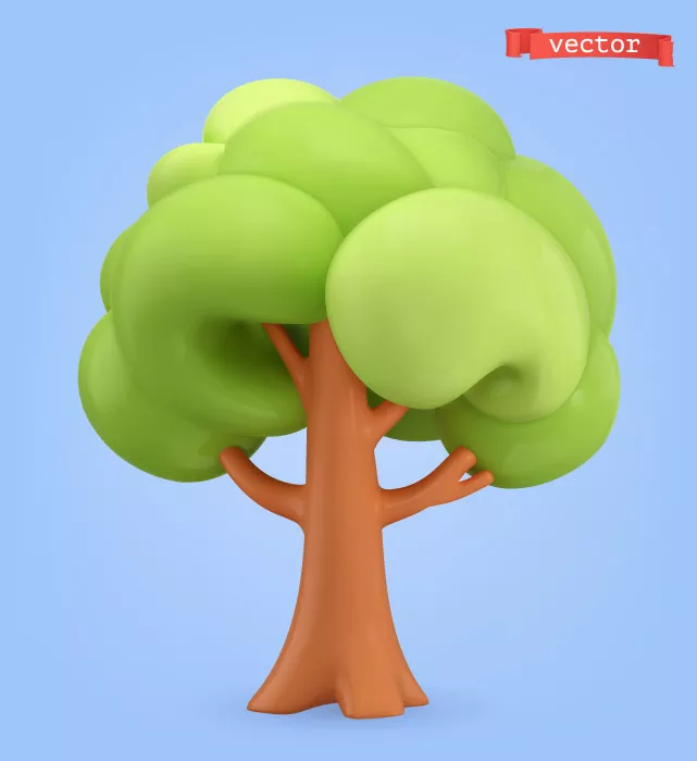 وکتور سه بعدی درخت کارتونی