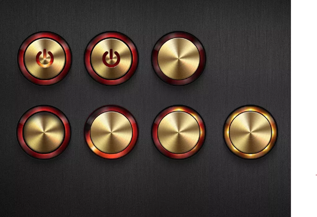 موکاپ دکمه های فلزی خروج طلایی