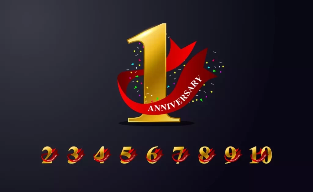 دانلود وکتور مجموعه اعداد طلایی سالگرد و روبان قرمز