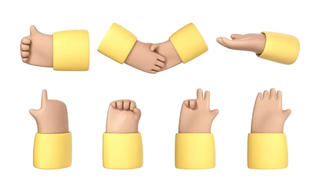 دانلود وکتور مجموعه طراحی دست سه بعدی