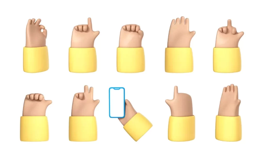 دانلود وکتور مجموعه دست های انسان سه بعدی