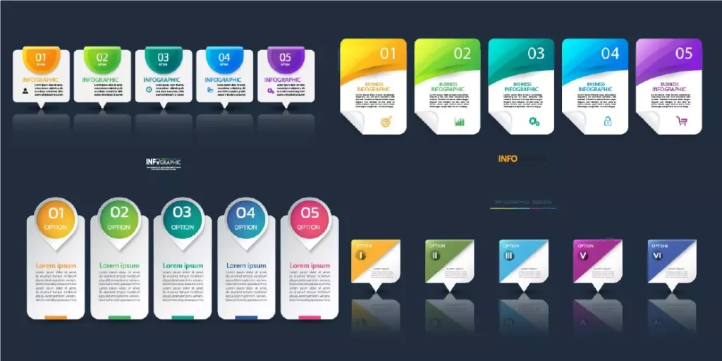 وکتور قالب آماده اینفوگرافیک رنگارنگ پله ای