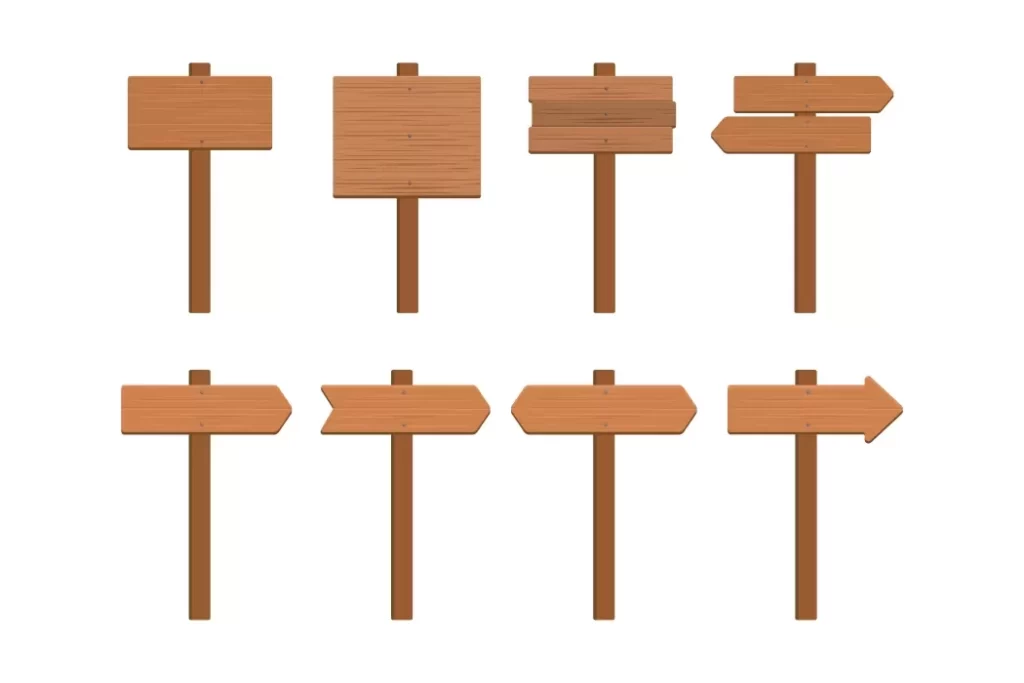 دانلود وکتور ست تابلو های چوبی راهنما