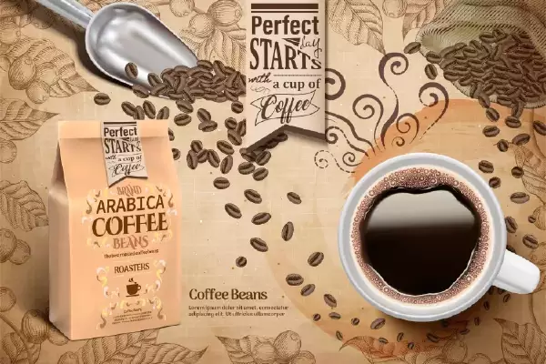وکتور طراحی تبلیغاتی قهوه نوشیدنی