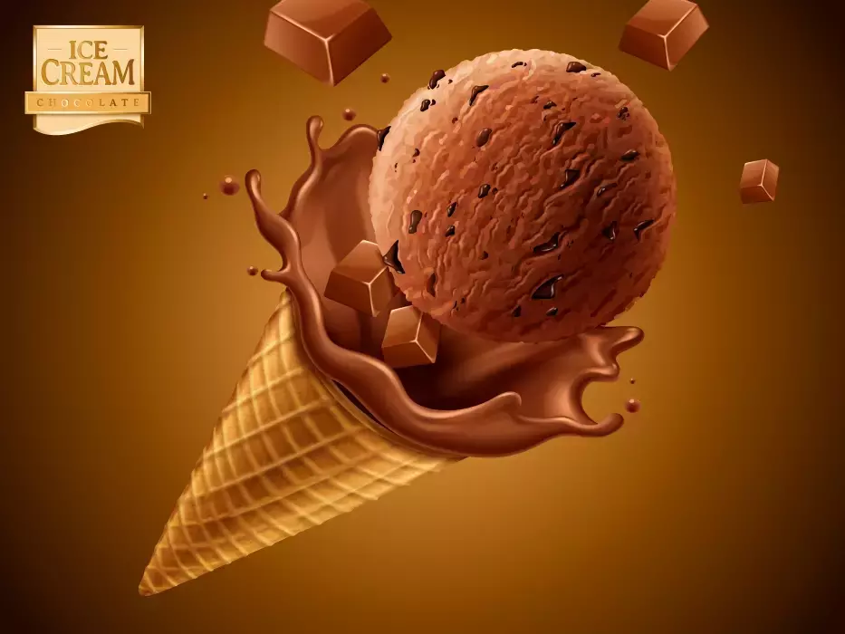 دانلود وکتور تبلیغاتی بستنی قیفی شکلاتی