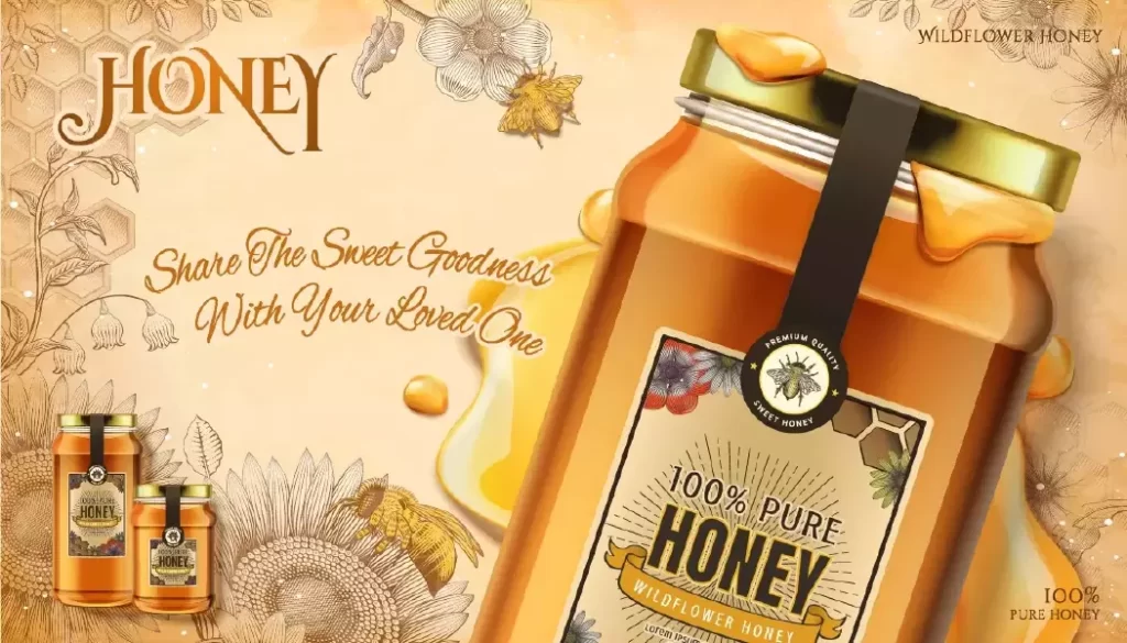 دانلود وکتور طراحی تبلیغ عسل واقع بینانه