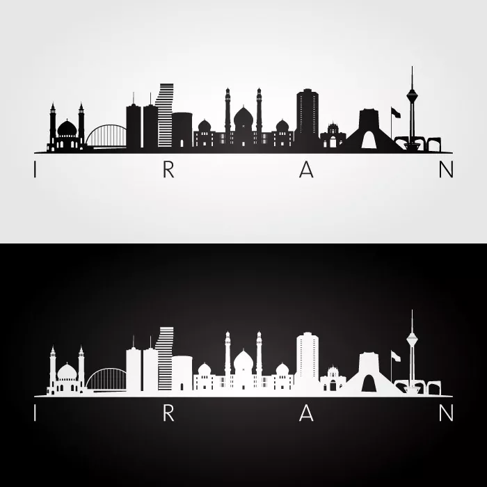 وکتور طراحی شهر تهران سیاه و سفید