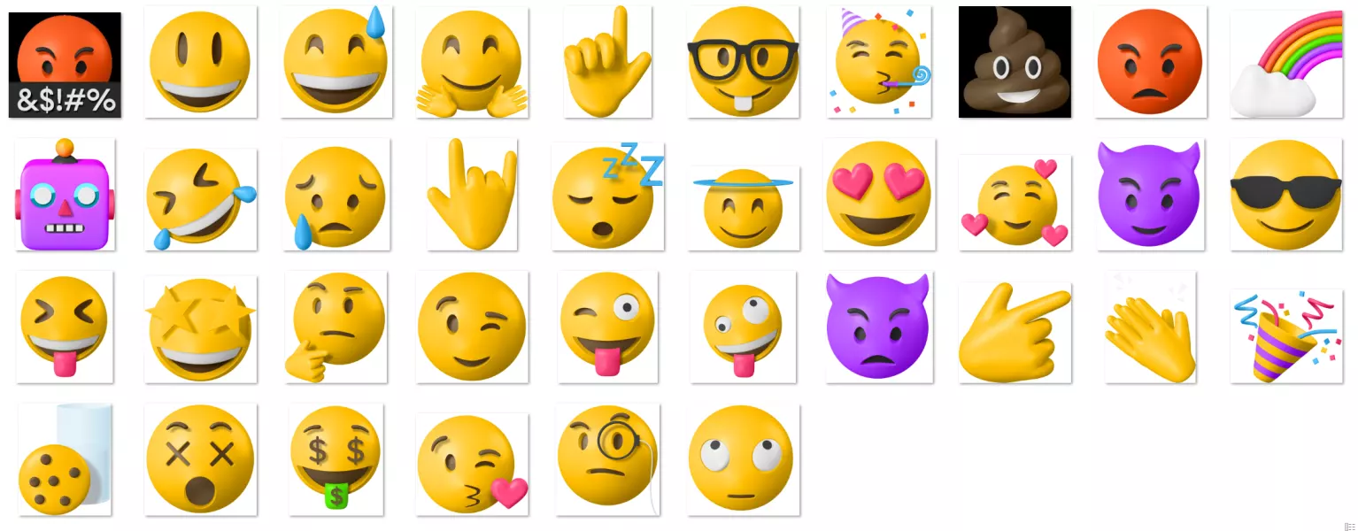 مجموعه آیکون سه بعدی ایموجی کارتونی