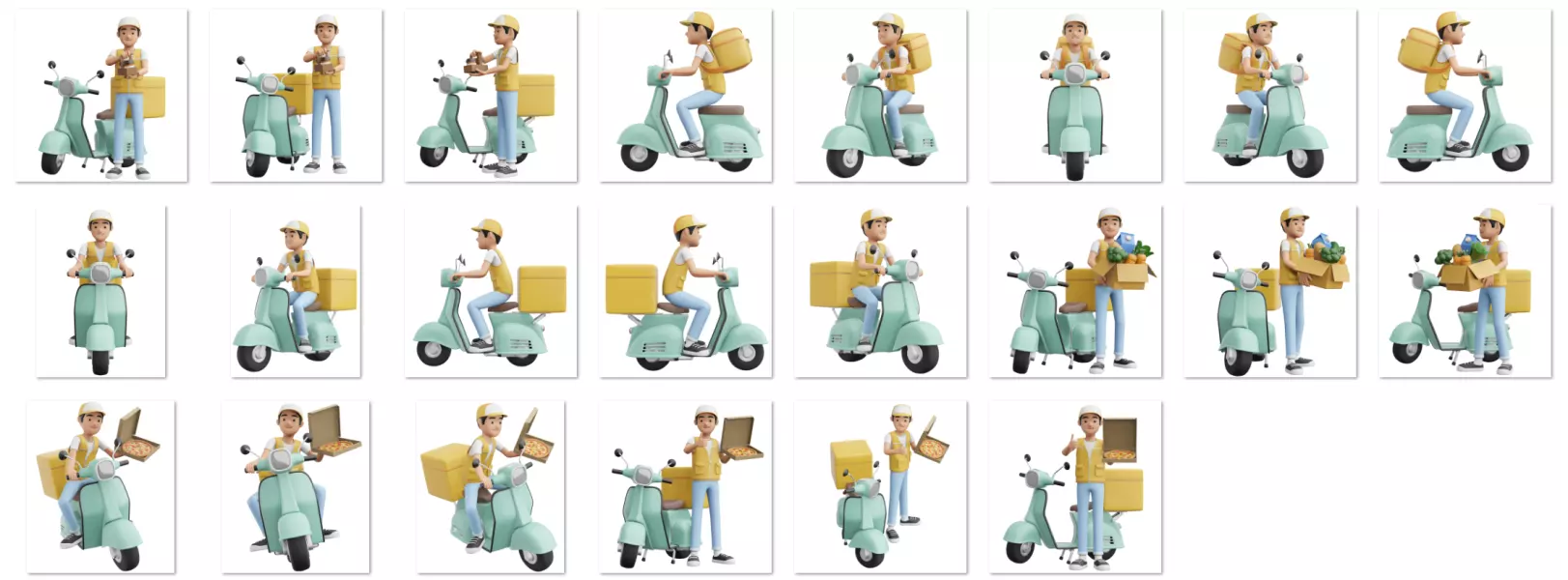 دانلود ست آیکون سه بعدی کاراکتر پیک موتوری (22 PNG)