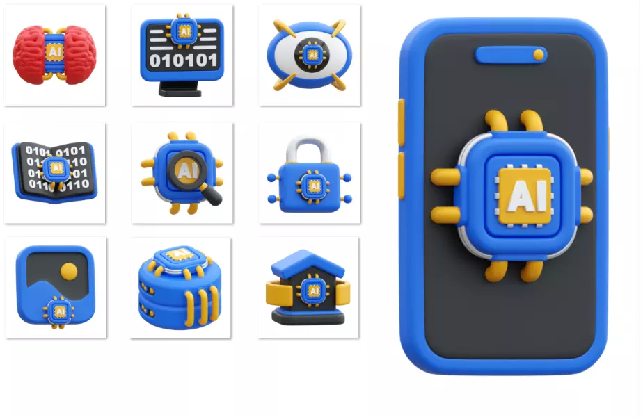 دانلود ست آیکون سه بعدی با مضمون امنیت سایبری و حفاظت از داده (10 PNG)