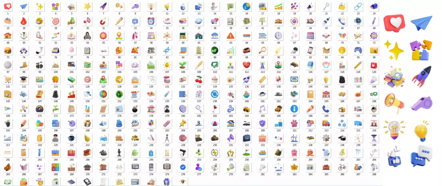 دانلود مجموعه آیکون سه بعدی مختلف شماره یک