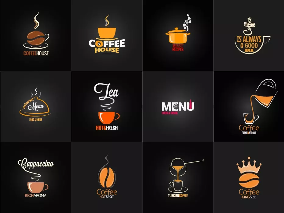 وکتور کلکسیون لوگو نوشیدنی قهوه