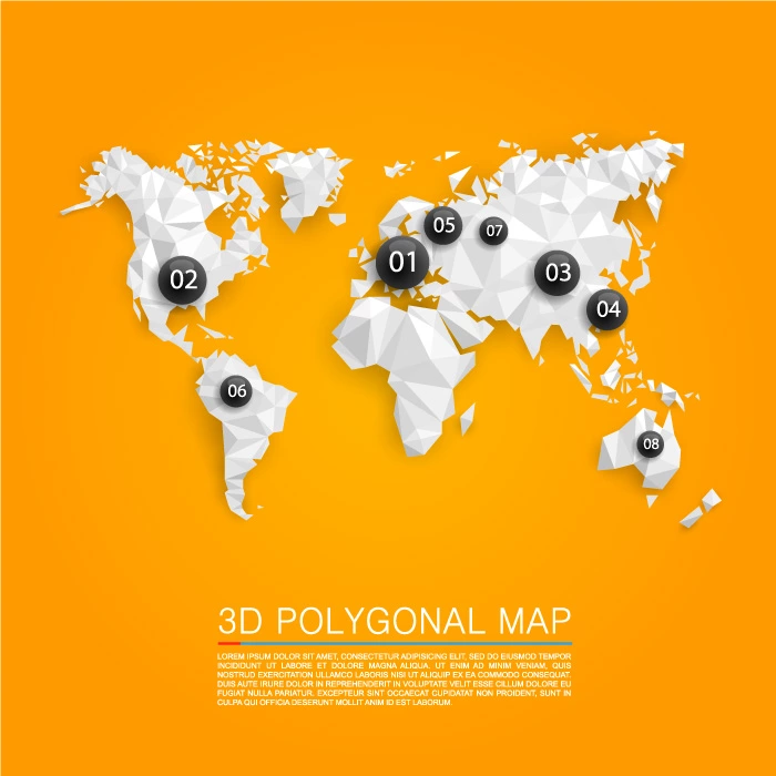 وکتور نقشه جهان طرح کاغذی سه بعدی