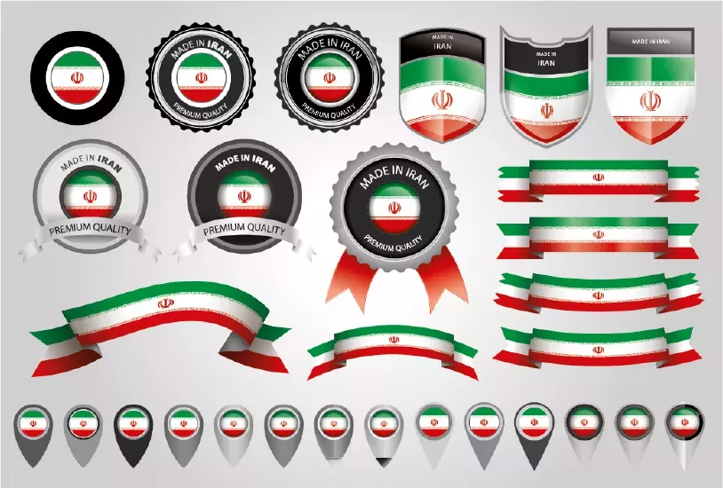 وکتور مجموعه پرچم های کشور ایران به طرح های گوناگون